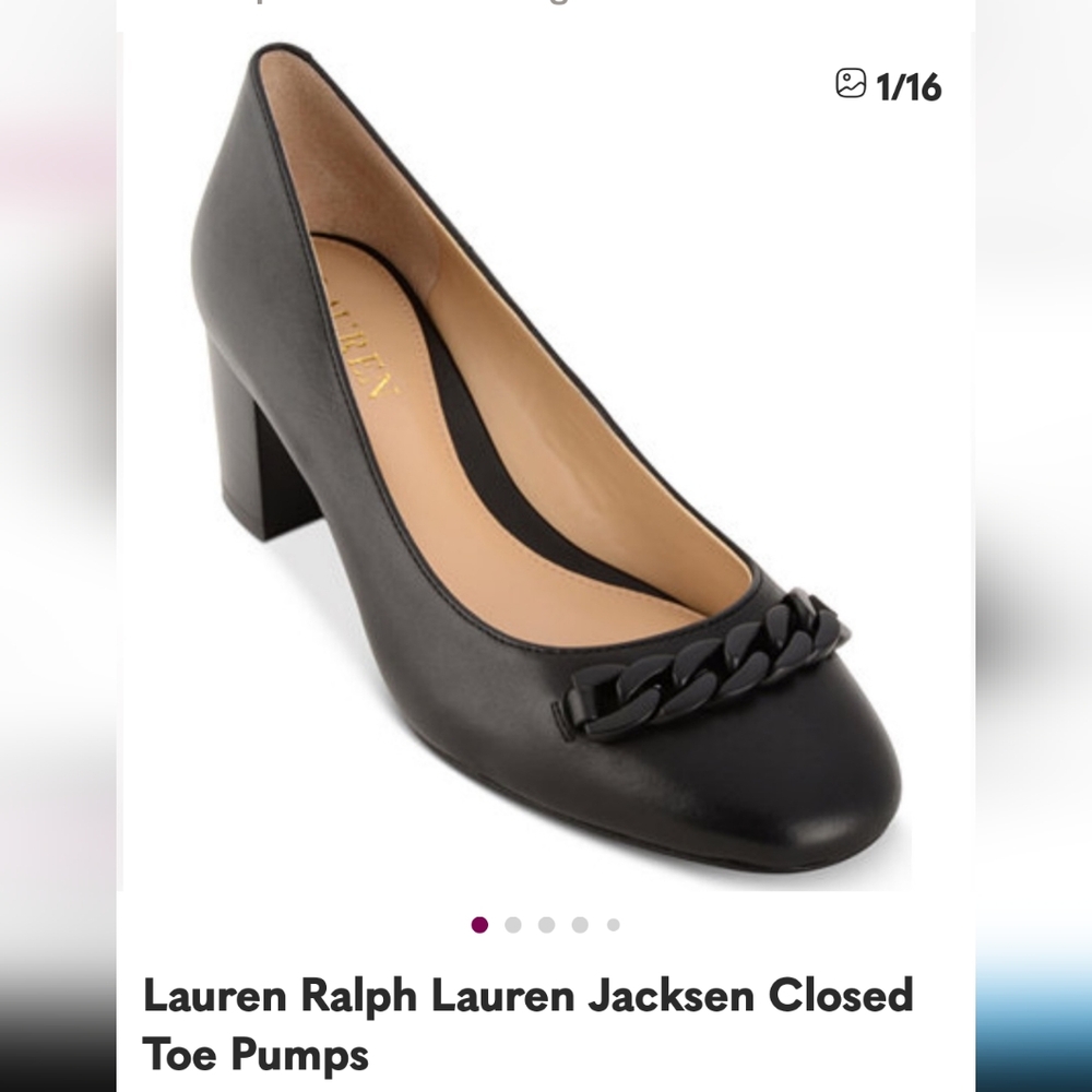 Ralph Lauren Jacksen Black Chain Detail Heels ~ Sz 7